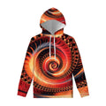 Orange Fractal Print Pullover Hoodie