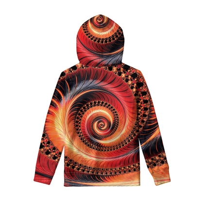 Orange Fractal Print Pullover Hoodie