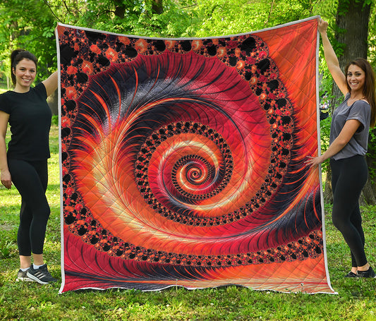 Orange Fractal Print Quilt