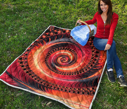 Orange Fractal Print Quilt