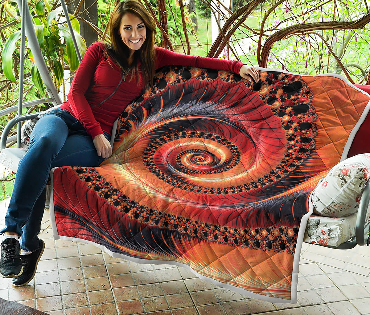 Orange Fractal Print Quilt
