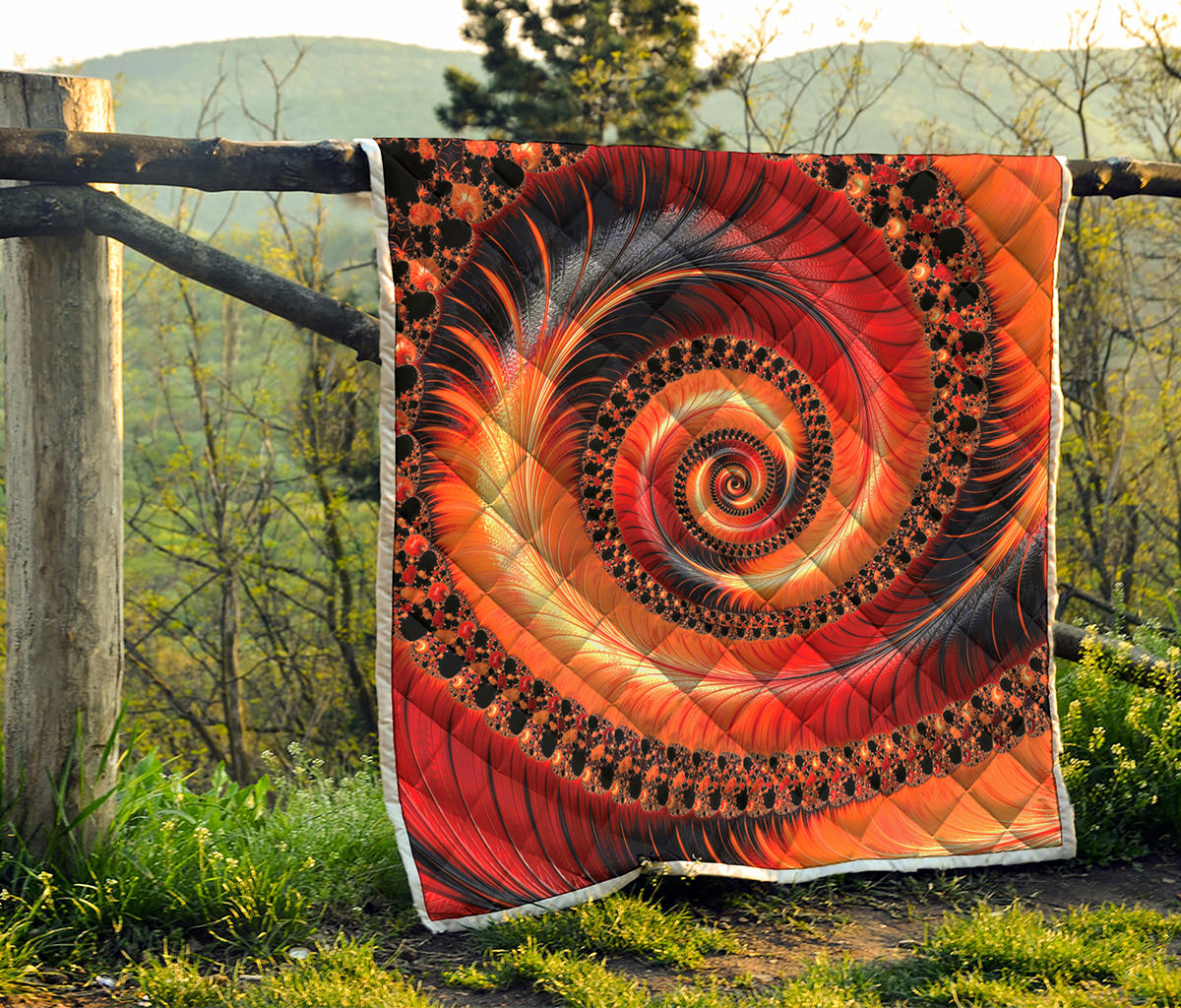 Orange Fractal Print Quilt