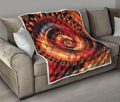 Orange Fractal Print Quilt