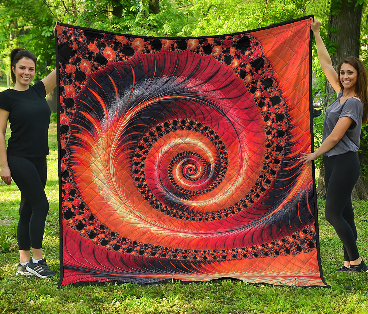 Orange Fractal Print Quilt