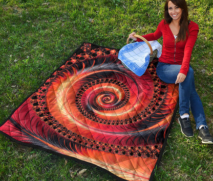 Orange Fractal Print Quilt