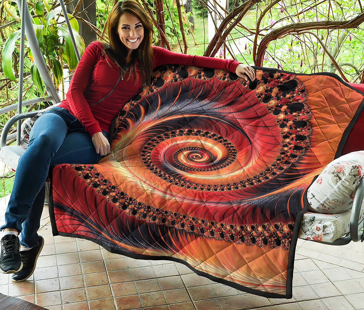 Orange Fractal Print Quilt