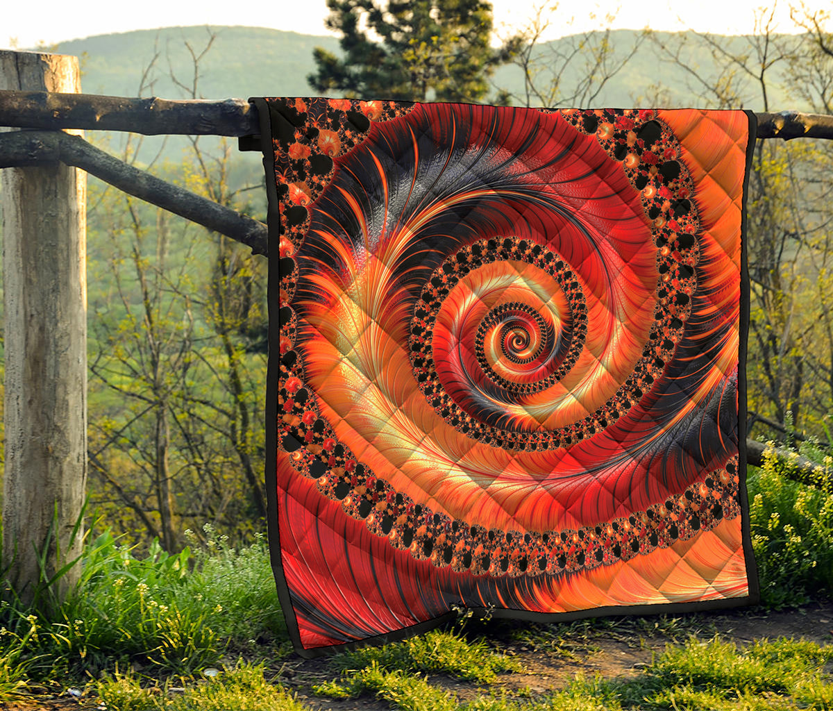 Orange Fractal Print Quilt