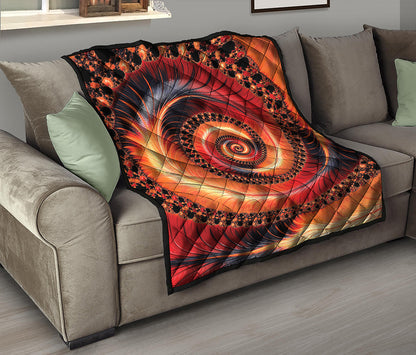 Orange Fractal Print Quilt