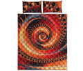 Orange Fractal Print Quilt Bed Set