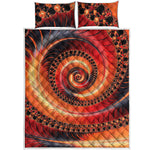 Orange Fractal Print Quilt Bed Set