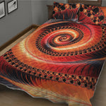 Orange Fractal Print Quilt Bed Set