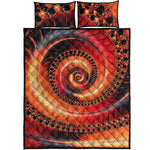 Orange Fractal Print Quilt Bed Set
