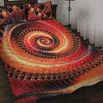 Orange Fractal Print Quilt Bed Set