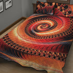 Orange Fractal Print Quilt Bed Set