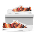 Orange Fractal Print White Low Top Sneakers