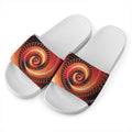 Orange Fractal Print White Slide Sandals