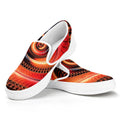 Orange Fractal Print White Slip On Sneakers