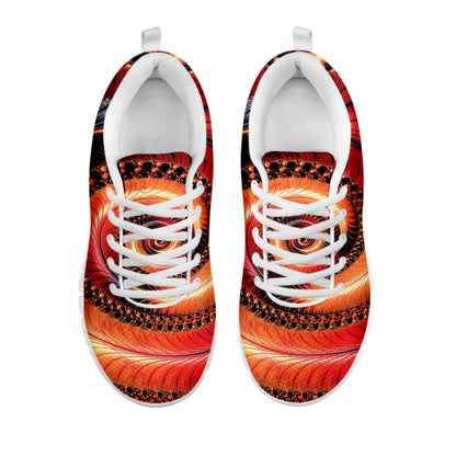 Orange Fractal Print White Sneakers
