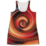 Orange Fractal Print Women's Racerback Tank Top