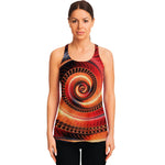 Orange Fractal Print Women's Racerback Tank Top