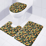 Orange Fruit Pattern Print 3 Piece Bath Mat Set