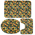 Orange Fruit Pattern Print 3 Piece Bath Mat Set