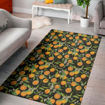 Orange Fruit Pattern Print Area Rug