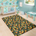 Orange Fruit Pattern Print Area Rug