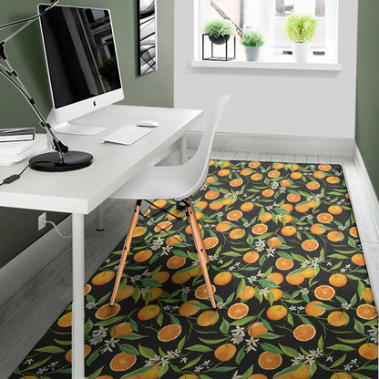 Orange Fruit Pattern Print Area Rug