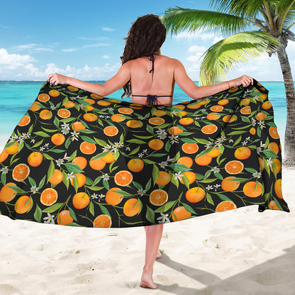 Orange Fruit Pattern Print Beach Sarong Wrap