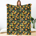 Orange Fruit Pattern Print Blanket