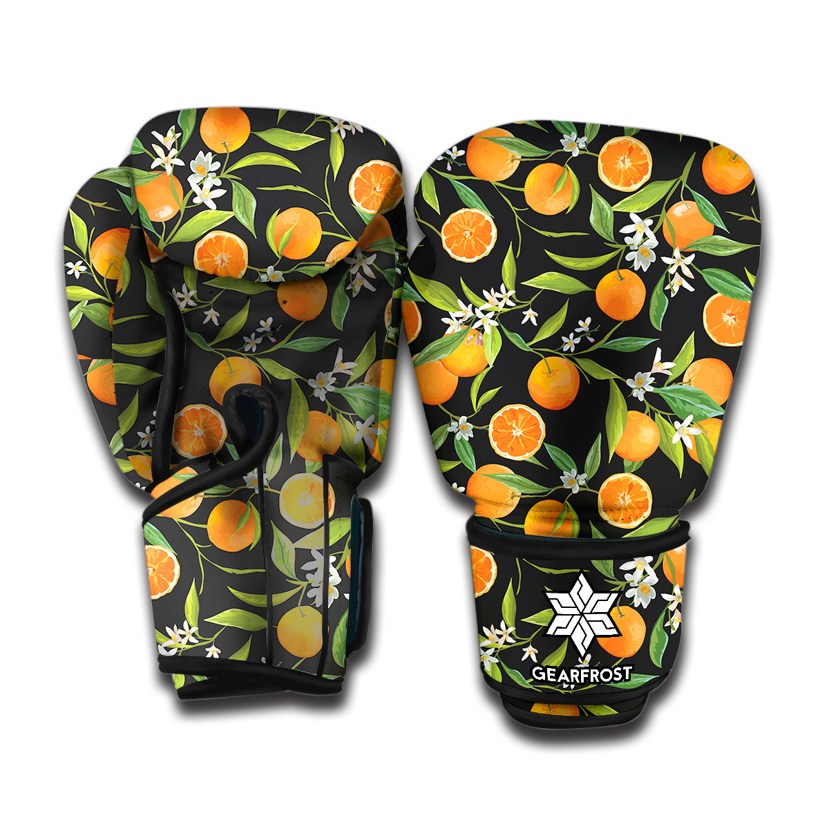 Orange Fruit Pattern Print Boxing Gloves