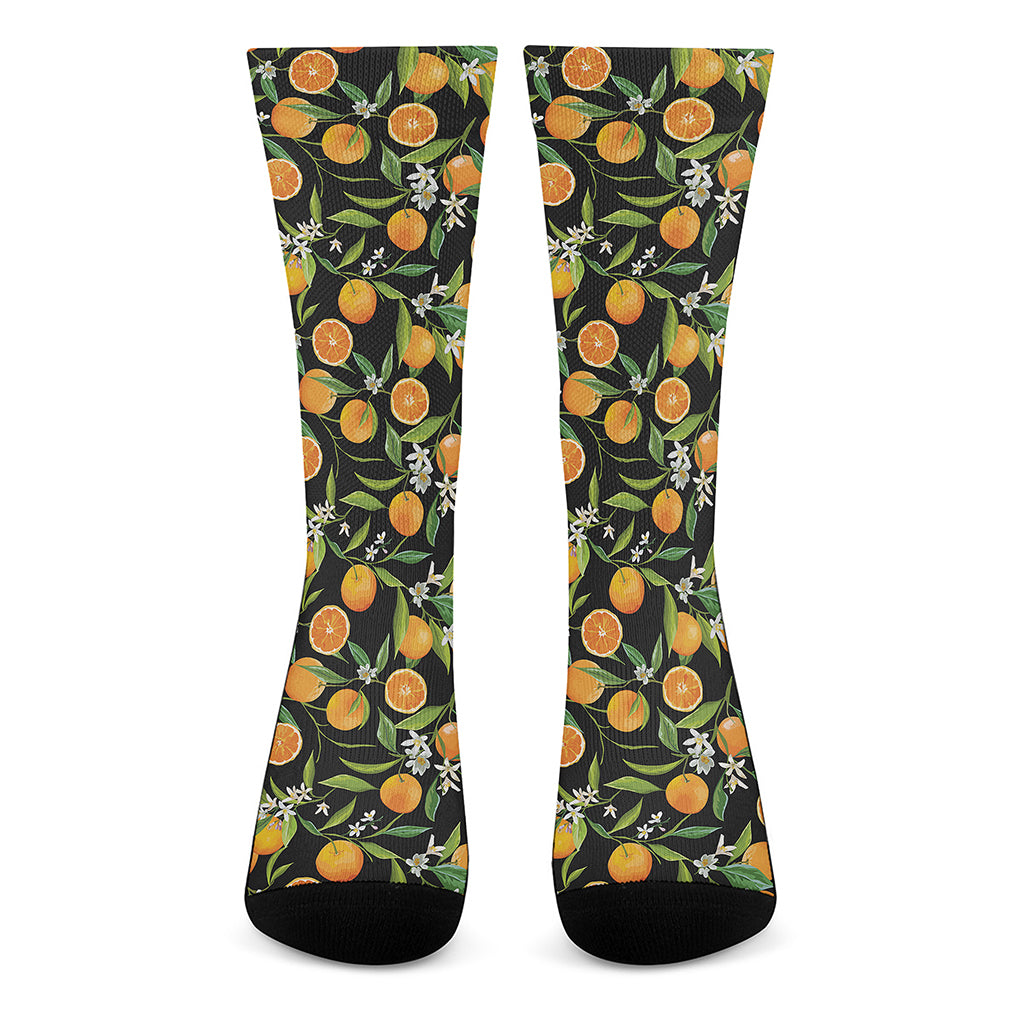 Orange Fruit Pattern Print Crew Socks