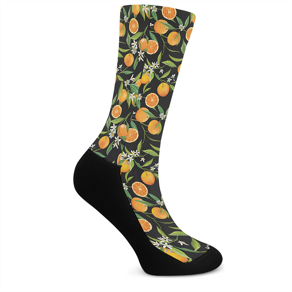 Orange Fruit Pattern Print Crew Socks