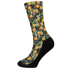 Orange Fruit Pattern Print Crew Socks