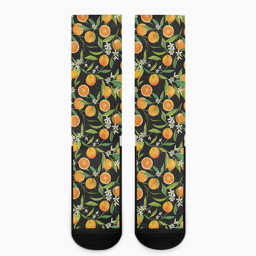 Orange Fruit Pattern Print Crew Socks