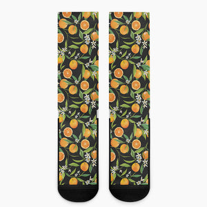 Orange Fruit Pattern Print Crew Socks