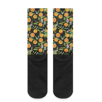 Orange Fruit Pattern Print Crew Socks