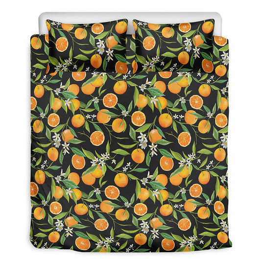 Orange Fruit Pattern Print Duvet Cover Bedding Set