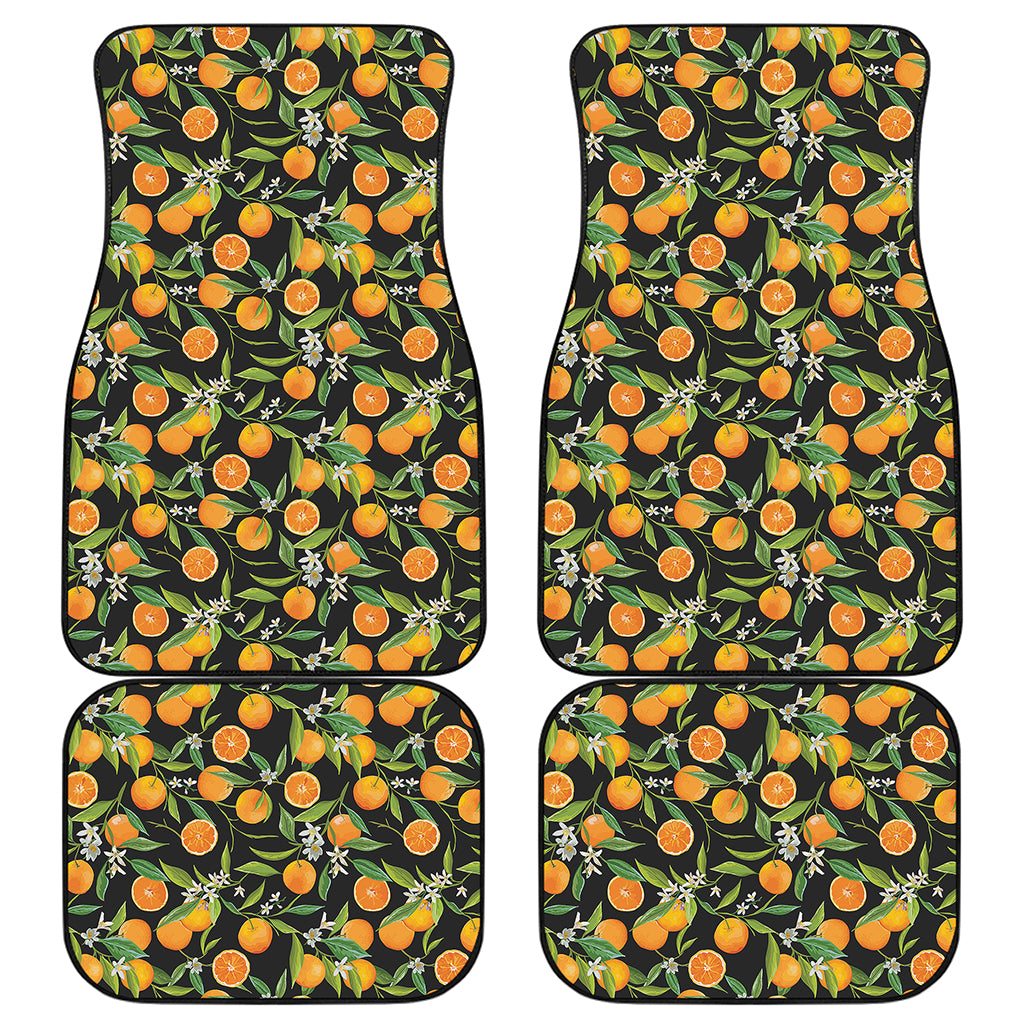 Orange Fruit Pattern Print Front and Back Car Floor Mats