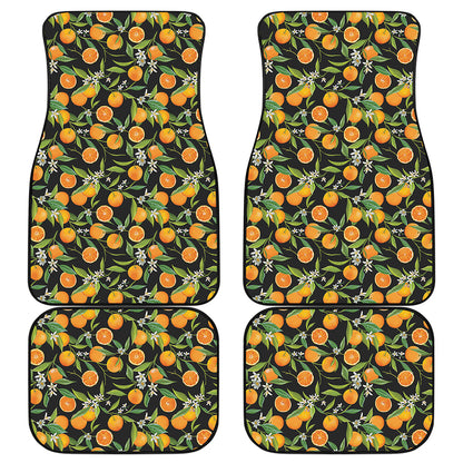 Orange Fruit Pattern Print Front and Back Car Floor Mats
