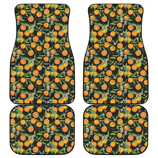 Orange Fruit Pattern Print Front and Back Car Floor Mats