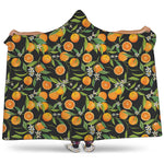 Orange Fruit Pattern Print Hooded Blanket