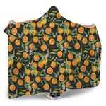 Orange Fruit Pattern Print Hooded Blanket
