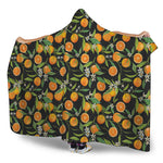 Orange Fruit Pattern Print Hooded Blanket