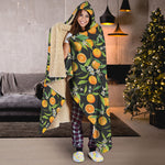 Orange Fruit Pattern Print Hooded Blanket