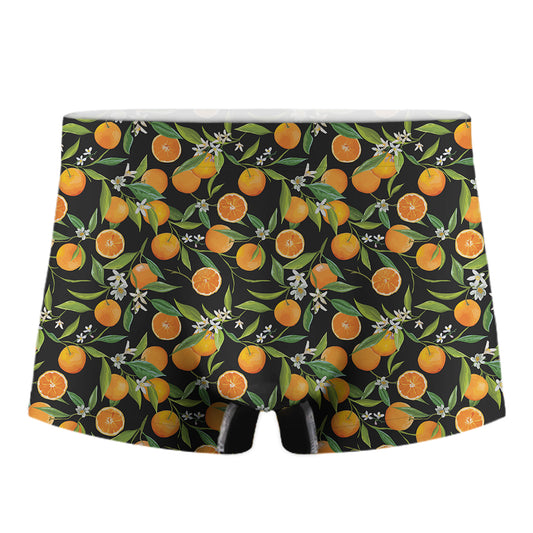 Orange Fruit Pattern Print Men's Boxer Briefs
