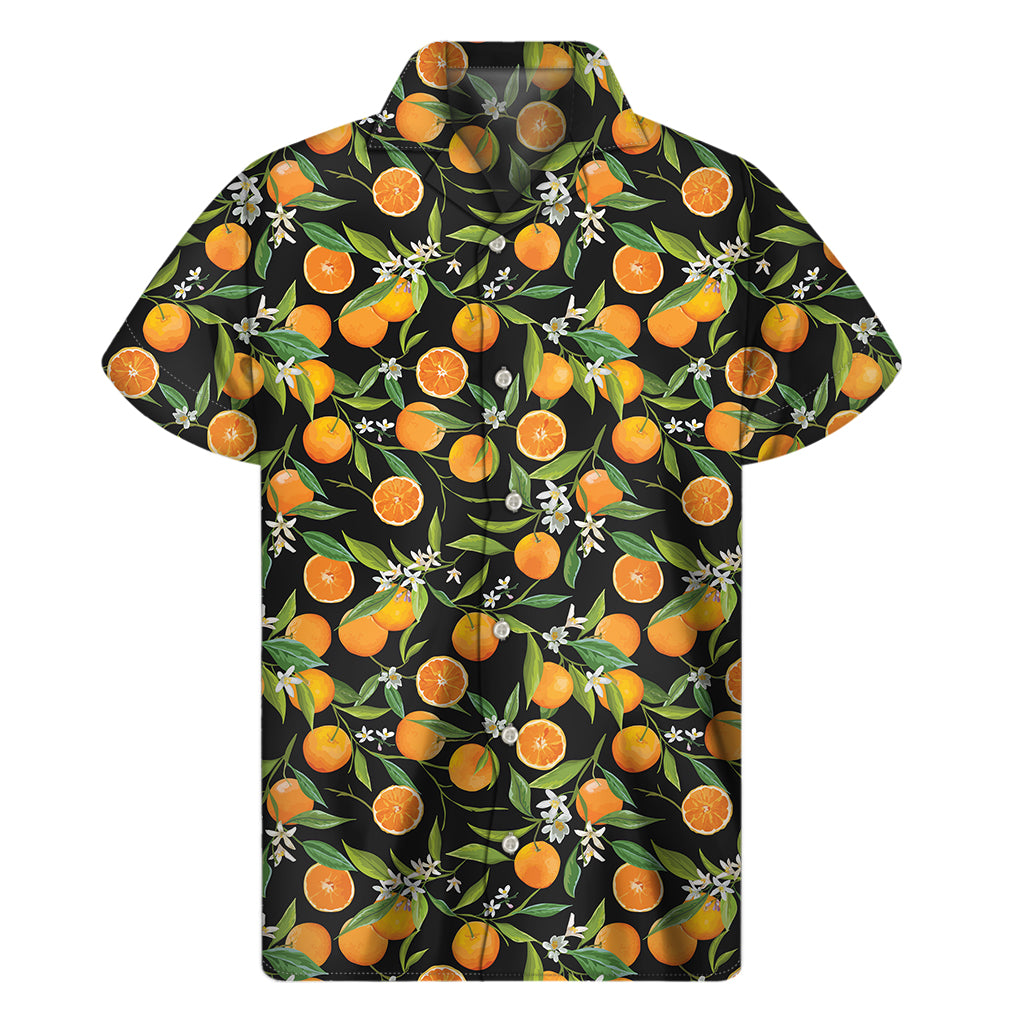 Orange Fruit Pattern Print Men's Short Sleeve Shirt