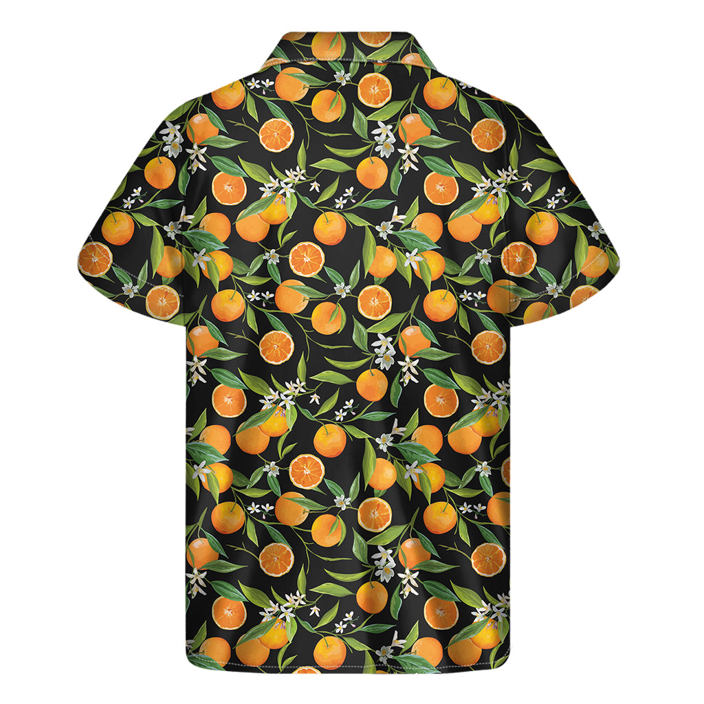 Orange Fruit Pattern Print Men's Short Sleeve Shirt