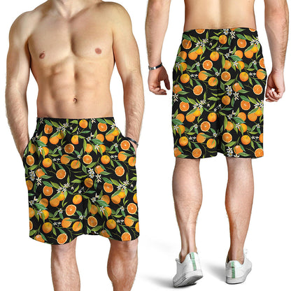 Orange Fruit Pattern Print Men's Shorts